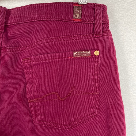 7 for All Mankind Women's Cropped Denim Jeans Skinny Midrise Maroon - Picture 5 of 11